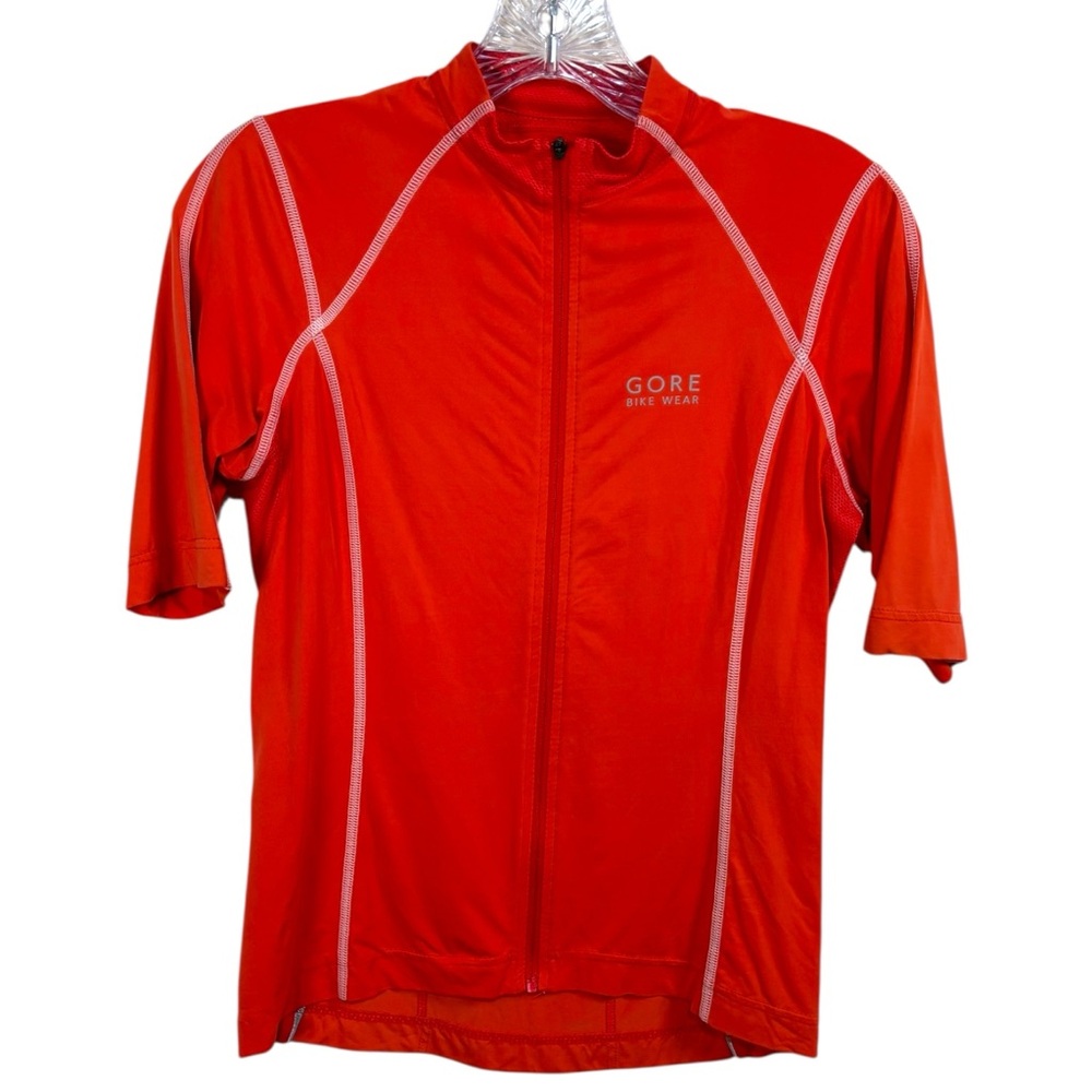 Gore Bike Wear Women’s Cycling Jersey Short Sleeve Full-Zip Orange Shirt sz S